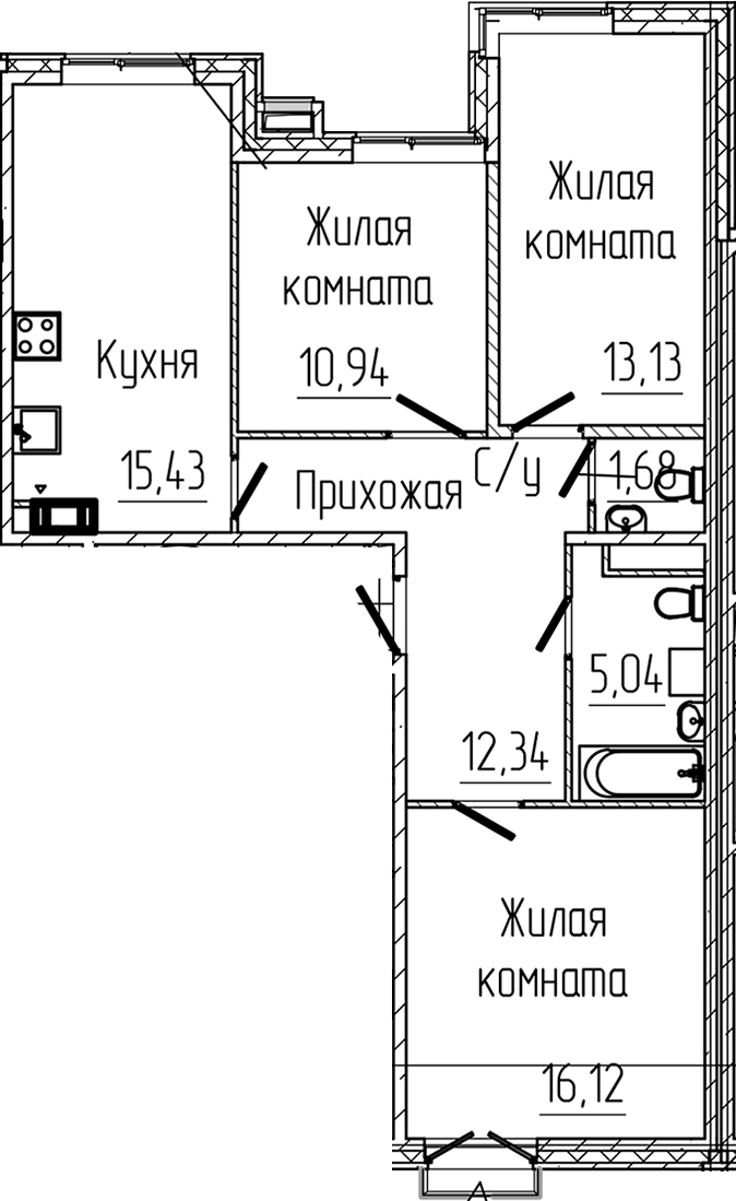 3-комнатная квартира 74.8 м², 2/8 эт., ЖК «SERTOLOVO PARK»